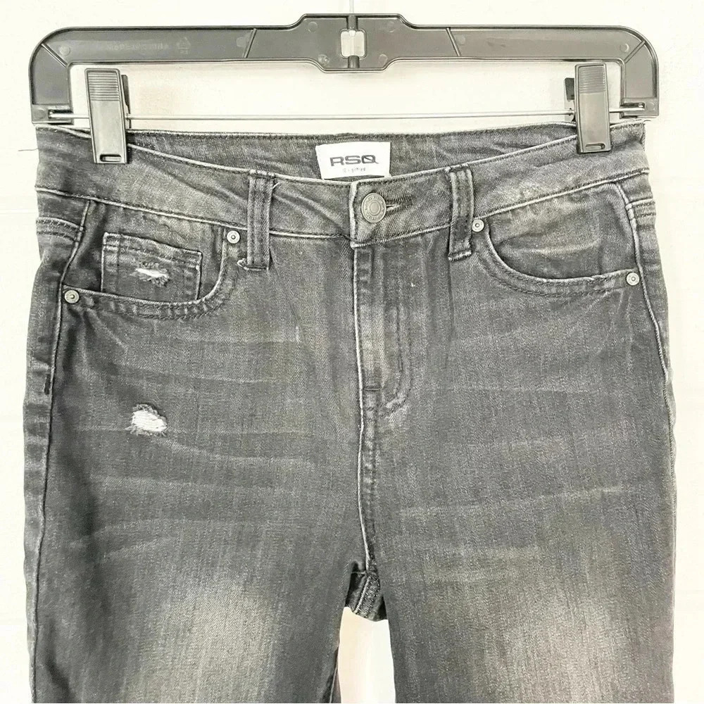 RSQ Girlfriend Gray Distressed Jeans Girls Size 12 - Picture 2 of 8